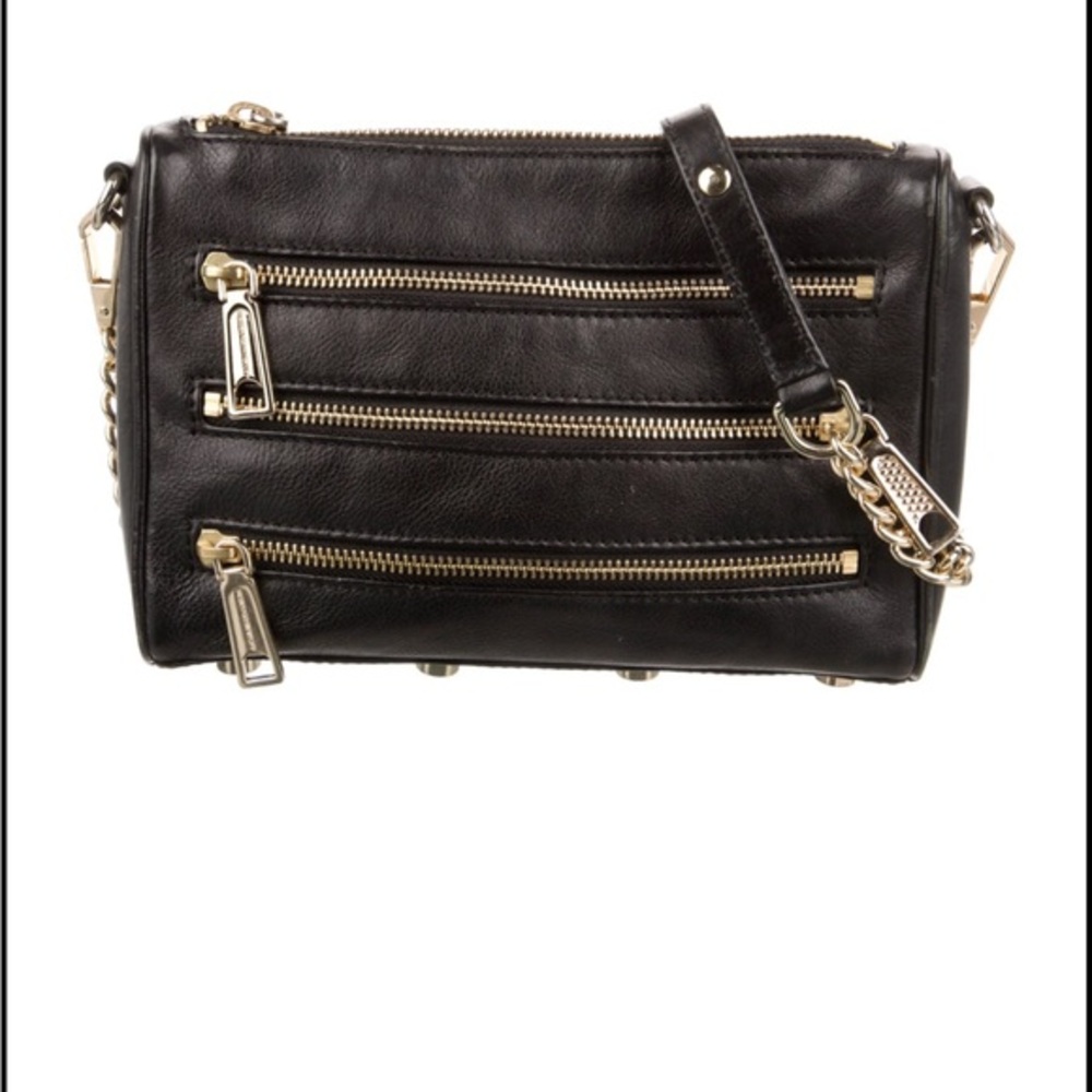 Rebecca Minkoff Black and Gold Crossbody Bag with Chain Strap